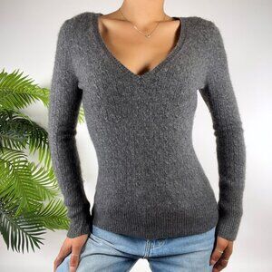 Womens Maurices Fine Line Gray Cashmere Classy V-Neck Long Sleeve Sweater / Med